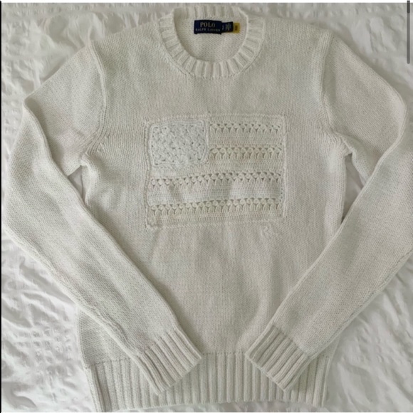 New Ralph Lauren American Flag White Sweater - Picture 2 of 13